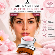 Carica l'immagine nel visualizzatore di Gallery, Spazzola Coreana Linfatica Viso 2 in 1 Acciaio Inox e Rullo in Quarzo Rosa