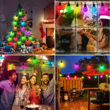 Carica l'immagine nel visualizzatore di Gallery, Ghirlanda di lampadine LED da 18 m, per esterni, IP65, impermeabile, colorata, 25 lampadine RGB G40, controllo tramite a
