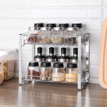 Carica l'immagine nel visualizzatore di Gallery, Portaspezie, Scaffale da Cucina in Metallo a 2 Ripiani, con Tapetto per Ripiano in Plastica, Piedini Antiscivolo, Assemblaggio Facile, per Banco, Dispensa, Bagno, Argento KCS013E01