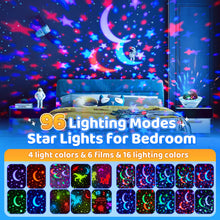 Carica l'immagine nel visualizzatore di Gallery, One Fire Proiettore Stelle Soffitto Bambini, 45 Modalità Luce Notturna, 3 Film 360° Rotazione Lampada Ricaricabile Cameretta Regalo