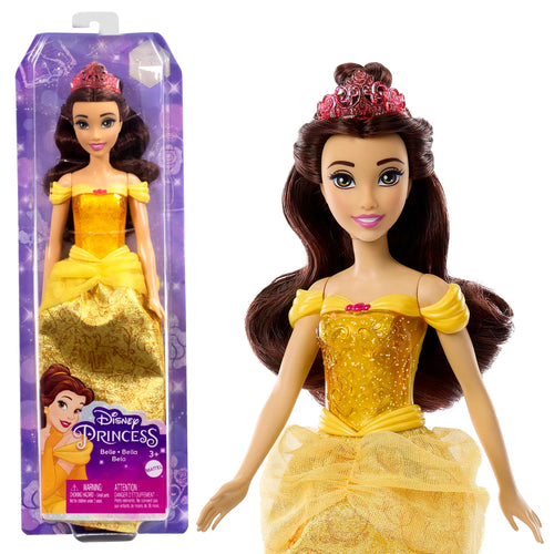Mattel Disney Princess - Belle bambola con capi e accessori scintillanti ispirati al film, giocattolo per bambini, 3+ Anni, HLW11