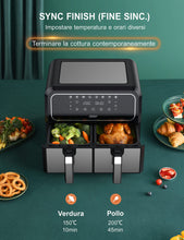 Carica l'immagine nel visualizzatore di Gallery, Innsky Friggitrice ad Aria Doppio Cestello, 8L Friggitrice ad Aria Calda a Doppia Zona, 8 programmi di Air Fryer con Promemoria Shake, IT Ricette