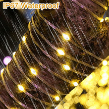 Carica l'immagine nel visualizzatore di Gallery, Catena luminosa per esterni, 40 m, 400 LED, luce bianca calda, 8 modalità, per interni con spina timer, funzione di memo