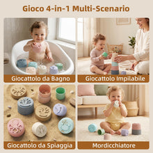 Carica l'immagine nel visualizzatore di Gallery, Cubi Impilabili Bambini Giocattoli per 6-12 Mesi, 7 Pezzi Montessori Costruzioni per Bambini Impilabile, Dentizione Neon