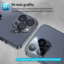 Carica l'immagine nel visualizzatore di Gallery, seacosmo Cover per iPhone 15 Pro, Vetro Temperato 9H Integrato per Schermo, Pellicola HD per Protezione Fotocamera, Cust
