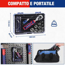 Carica l'immagine nel visualizzatore di Gallery, WORKPRO Set di Punte e Bussole da 42 Pezzi, Chiave a Cricchetto Compatta da 1/4" con Portapunte Magnetico a Cambio Rapid