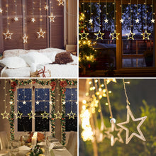 Carica l'immagine nel visualizzatore di Gallery, Jsdoin Cascata di Luci Esterno ed Interno, Tenda Luminosa 2.5 m 138 LED, Tenda di Luci con 12 Stelle 8 modalità lampeggi