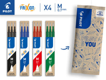 Carica l'immagine nel visualizzatore di Gallery, Pilot FriXion, 4 set da 3 Ricariche per penna cancellabile Frixion Ball e Frixion Ball Clicker, Colore blu, nero, rosso, verde, Punta Media