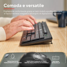 Carica l&#39;immagine nel visualizzatore di Gallery, Trust Ody II Tastiera Wireless Silenziosa Layout Italiano QWERTY, Tasti a Profilo Ribassato, Resistente agli Schizzi, Ricevitore USB 2.4GHz, Tastiera PC Senza Fili, Keyboard per Laptop, Mac - Nero