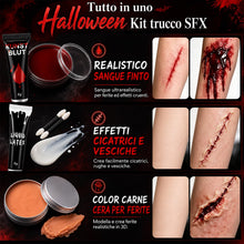 Carica l'immagine nel visualizzatore di Gallery, Trucchi Halloween Sangue Finto Kit, Trucco Halloween Viso Makeup Face Paint