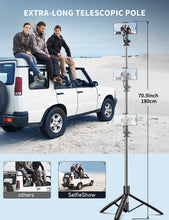 Carica l'immagine nel visualizzatore di Gallery, 180cm Bastone Selfie Treppiede per Telefono, Treppiede Smartphone Selfie Stick Stabile con Telecomando Estensibile Treppiedi per Cellulari Compatibile con iPhone/Samsung, Camera