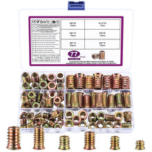 Carica l'immagine nel visualizzatore di Gallery, 77 Pz Inserti Filettati per Legno, M6 M8 M10 Rivetti Filettati, Bussole Boccole Filettate per Legno, Dado Hardware, Viti