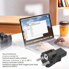 Carica l'immagine nel visualizzatore di Gallery, CERRXIAN Confezione da 2 adattatori Schuko a C13, 2 poli CEE 7/7 maschio a IEC320 C13 femmina adattatore, adatto per cav