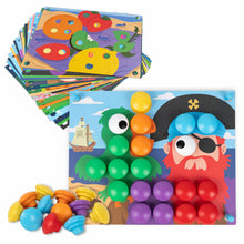 Carica l'immagine nel visualizzatore di Gallery, BONNYCO Gioco Chiodini per Bambini 2 Anni in Legno, 50 Schede e 32 Bottoni