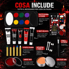 Carica l'immagine nel visualizzatore di Gallery, Trucchi Halloween Sangue Finto Kit, Trucco Halloween Viso Makeup Face Paint
