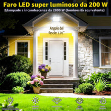 Carica l'immagine nel visualizzatore di Gallery, CREATESTAR Faretto Led da Esterno 200W, Faretti Led Esterni 6500K 20000LM luce bianca fredda, IP66 Impermeabile Faro Est