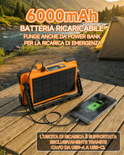 Carica l'immagine nel visualizzatore di Gallery, Faretto LED Ricaricabile,30W Faro LED Ricaricabile Solare 4 Modalità di Illuminazione SOS Flash, 6000mAh Batteria Lampad