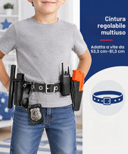 Carica l'immagine nel visualizzatore di Gallery, Dress up America Kids Police Agent Pretend Play Set – Accessori Per Costumi Da 10 Pezzi Con Distintivo, Cintura, Pistola