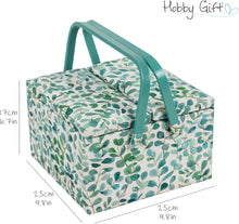 Carica l'immagine nel visualizzatore di Gallery, Hobby Gift Scatola Grande per Cucito con Doppio Coperchio e Manico - Cestino Porta Cucito in Cotone con Scomparti per Strumenti e Accessori Creativi - 25 x 25 x 17 cm, Eucalipto