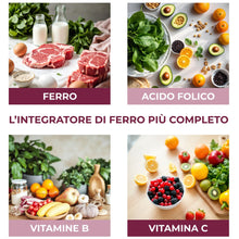 Carica l'immagine nel visualizzatore di Gallery, FERRO FOLIC Integratore Ferro 160 compresse ad alto dosaggio, ferro acido folico e Vitamina B12 con Complesso B e Vitami