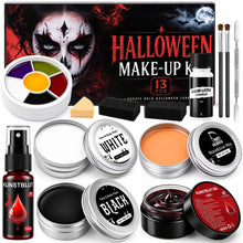 Carica l'immagine nel visualizzatore di Gallery, Trucchi Bianco Nero Halloween Make Up Adulti Bambini Sangue Finto Kit