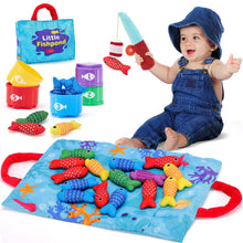 Carica l'immagine nel visualizzatore di Gallery, hahaland Giochi Montessori 1 Anno - Gioco Pesca Morbidi per Bambino con 15 Pesci - Gioco Bambino Colorato Giocattolo Educativo per 12-18 Mesi - Regali per Bambini 1 2 Anni