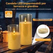 Carica l'immagine nel visualizzatore di Gallery, Set di 2 candele LED impermeabili senza fiamma, con telecomando e timer, candele LED tremolanti grandi per patio, giardi