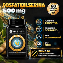 Carica l'immagine nel visualizzatore di Gallery, Fosfatidilserina pura 500mg - NeuroPeak® - fosfatidilserina cortisolo, cortisolo integratore, memoria e concentrazione, 