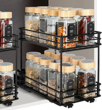 Carica l'immagine nel visualizzatore di Gallery, VINATO Portaspezie Scorrevole a 2 Livelli – Organizzatore Cucina Salvaspazio con Guide, Portaoggetti per Dispensa (26x15x21,8 cm)