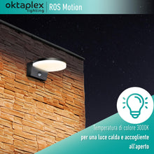 Carica l'immagine nel visualizzatore di Gallery, Oktaplex Ros lampada da esterno a parete con sensore LED 14.6 W antracite