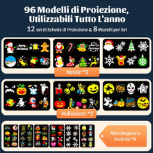 Carica l'immagine nel visualizzatore di Gallery, OUSFOT Proiettore Natale Esterno, Proiettori per Esterni 12 Diapositive, con Funzioni di Temporizzazione e Controllo Remoto, Adatto per Halloween, Natale, Feste