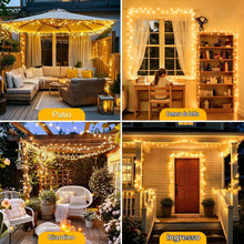 Carica l'immagine nel visualizzatore di Gallery, FairyGlim Catena di luci natalizie con telecomando, 20 m, 200 LED, impermeabile, per esterni, 8 modalità, ideale per gia