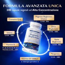 Carica l'immagine nel visualizzatore di Gallery, Magnesio Bisglicinato Capsule 350mg, 240cps, Formula Avanzata-Made in Italy