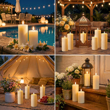 Carica l'immagine nel visualizzatore di Gallery, Dehobo Candele Led Fiamma Oscillante, IP65 (13,5/15/18cm x 5,5cm, 6 Pezzi)