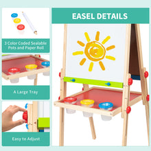 Carica l'immagine nel visualizzatore di Gallery, Hape Lavagna Multiattività, Lavagna per Bambini Double Face Vincitrice di Premi con Cavalletto e Supporto Regolabile in Altezza, Rullo di Carta, Lavagna Bianca, Calamite e Tre Vasetti di Pittura