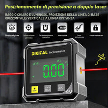 Carica l'immagine nel visualizzatore di Gallery, Inclinometro Digitale Ricaricabile con Laser, Goniometro Digitale Magnetico Inclinometro Livella Laser con 4 Lati Magnet
