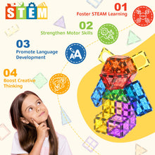 Carica l'immagine nel visualizzatore di Gallery, 60 mattonelle magnetiche STEM per Costruire Giocattoli sensoriali per Bambini dai 3 Anni in su, Giocattoli per Lo Sviluppo del Cervello in età prescolare