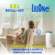 Carica l'immagine nel visualizzatore di Gallery, LillOne XXL-SET 10 Ricariche da Oltre 10 Metri + 1 Cassetta Riutilizzabile - Compatibili con Mangiapannolini Maialino Fo