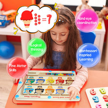 Carica l'immagine nel visualizzatore di Gallery, Labirinto Magnetico dei Colori e dei Numeri - Puzzle montessoriano di Legno per l'apprendimento del conteggio - Giocatto