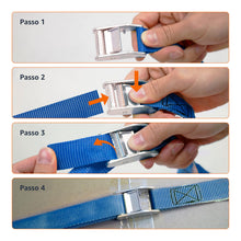 Carica l'immagine nel visualizzatore di Gallery, Amazon Basics Cinghie di fissaggio, lunghezza 2.5 m, larghezza 25 mm, capacità di carico 150 kg, colore blu (confezione 