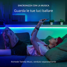 Carica l'immagine nel visualizzatore di Gallery, Twinkly Line Starter Kit 1.5m, Striscia LED Multicolore Magnetica e Adesiva, Kit con Controller Intelligente, Compatibil