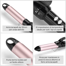 Carica l'immagine nel visualizzatore di Gallery, BaByliss Ferro arricciacapelli 32mm, Satin Touch, 10 temperature, riscaldamento rapido, supporto integrato, Nero e rosa,