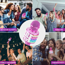 Carica l'immagine nel visualizzatore di Gallery, Microfono Karaoke Bluetooth, Microfoni Karaoke Wireless con LED Flash, Portatile Karaoke Player Bambini, Altoparlante, Cambia Voce, per KTV/Casa/Festa/Canto, Compatibile con Android/iOS