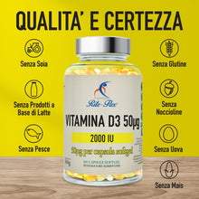 Carica l'immagine nel visualizzatore di Gallery, Rite-Flex, Integratore di Vitamina D3 2000 UI (365 Capsule Soft gel)