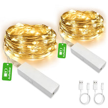 Carica l'immagine nel visualizzatore di Gallery, Set di 2 mini ghirlande luminose ricaricabili, 5 m, 50 LED