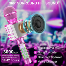 Carica l'immagine nel visualizzatore di Gallery, Microfono Karaoke Bluetooth, Microfoni Karaoke Wireless con LED Flash, Portatile Karaoke Player Bambini, Altoparlante, Cambia Voce, per KTV/Casa/Festa/Canto, Compatibile con Android/iOS