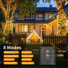 Carica l'immagine nel visualizzatore di Gallery, Luci Solari Esterno, [3 Pacchi] 17M 150 LED Catena Luminosa Esterno Solare IP65 Impermeabili 8 Modalità Filo di Rame Luci Solari da Giardino Decorative Per Festa, Matrimonio, Giardino, Natale, Patio
