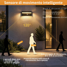 Carica l'immagine nel visualizzatore di Gallery, Lampada solare da esterno con rilevatore di movimento, 4 modalità di illuminazione solare LED, impermeabile IP65, 3000 K