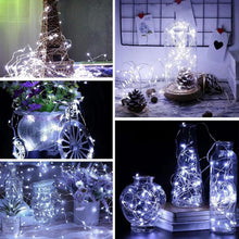 Carica l'immagine nel visualizzatore di Gallery, VIKY® 6 luci a LED con timer, 2 m, 20 LED, micro filo di rame, per interni, funzionamento a batteria, luce bianca fredda