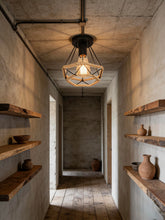 Carica l'immagine nel visualizzatore di Gallery, MAXDUYU E27 Lampada da soffitto industriale vintage a incasso semi-filo in metallo con corda di canapa per corridoio Sog